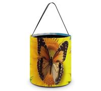 BTCOWZRV Halloween Candy Buckets Sunflower Butterfly Halloween Trick Or Treat Candy Bags with Handle Halloween Tote Bag Collapsible Reusable Candy Basket Goodie Bags for Party Supplies Favors, White,