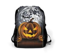 BTCOWZRV Halloween Moon Bat Pumpkin Drawstring Backpack, Sports Gym Bag with Bottom Pocket And Mesh Pockets, String Bag for Men Women