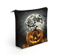 BTCOWZRV Halloween Moon Bat Pumpkin Makeup Bag Cosmetic Bags Toiletry Bag