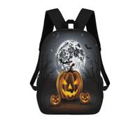 BTCOWZRV Halloween Moon Bat Pumpkin Travel Backpack Laptop Backpack 17 Inch