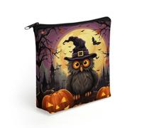 BTCOWZRV Halloween Owl Ghost Pumpkin Makeup Bag Cosmetic Bags Toiletry Bag