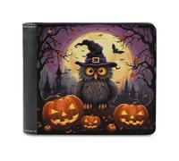 BTCOWZRV Halloween Owl Ghost Pumpkin Slim Wallets for Men Bifold Wallet
