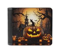BTCOWZRV Halloween Pumpkin Slim Wallets for Men Bifold Wallet