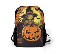 BTCOWZRV Halloween Pumpkin Witch Drawstring Backpack, Sports Gym Bag with Bottom Pocket And Mesh Pockets, String Bag for Men Women
