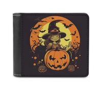 BTCOWZRV Halloween Pumpkin Witch Slim Wallets for Men Bifold Wallet