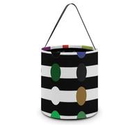 BTCOWZRV Halloween Tote Candy Bag Rainbow Polka Dot Stripe Black And White Candy Basket Candy Bucket Halloween Party Favors for Kids, Style, One Size