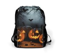 BTCOWZRV Halloween with Pumpkins Drawstring Backpack, Sports Gym Bag with Bottom Pocket And Mesh Pockets, String Bag for Men Women