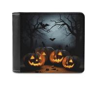 BTCOWZRV Halloween with Pumpkins Slim Wallets for Men Bifold Wallet