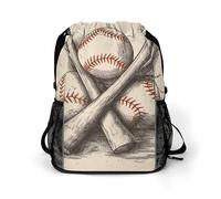 BTCOWZRV Hand Drawn Baseball Bats And Ball Drawstring Backpack, Sports Gym Bag with Bottom Pocket And Mesh Pockets, String Bag for Men Women