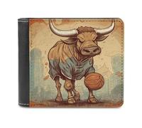 BTCOWZRV Hand Drawn Bull Pattern Slim Wallets for Men Bifold Wallet