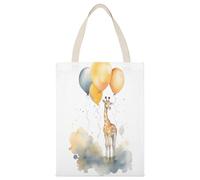 BTCOWZRV Hand Drawn Giraffe Canvas Tote Bag, Reusable Grocery Bags with Long Handles, Easy to Carry for Gift Shopping Work