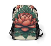 BTCOWZRV Hand Drawn Red Flower Drawstring Backpack, Sports Gym Bag with Bottom Pocket And Mesh Pockets, String Bag for Men Women