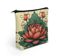 BTCOWZRV Hand Drawn Red Flower Makeup Bag Cosmetic Bags Toiletry Bag