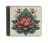 BTCOWZRV Hand Drawn Red Flower Slim Wallets for Men Bifold Wallet
