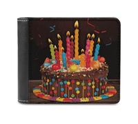 BTCOWZRV Happy Birthday Big Cake Slim Wallets for Men Bifold Wallet