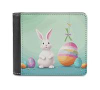 BTCOWZRV Happy Easter Egg Rabbit Slim Wallets for Men Bifold Wallet