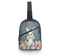 BTCOWZRV Happy Easter Eggs Bunny Tail Foldable Sling Bag for Men & Women, Chest Bag Daypack Fanny Pack Crossbody for Travel Work Sport
