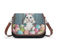 BTCOWZRV Happy Easter Eggs Bunny Tail Shoulder Bag for Women, Handbag with Adjustable Strap & Inner Pocket, Crossbody Bag for Daily Commute Travel