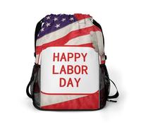 BTCOWZRV Happy Labor Day Drawstring Backpack, Sports Gym Bag with Bottom Pocket And Mesh Pockets, String Bag for Men Women