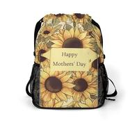 BTCOWZRV Happy Mother's Day Sunflower Drawstring Backpack, Sports Gym Bag with Bottom Pocket And Mesh Pockets, String Bag for Men Women