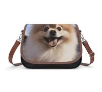 BTCOWZRV Happy Pomeranian Shoulder Bag for Women, Handbag with Adjustable Strap & Inner Pocket, Crossbody Bag for Daily Commute Travel