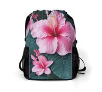 BTCOWZRV Hawaii Pink Flower Drawstring Backpack, Sports Gym Bag with Bottom Pocket And Mesh Pockets, String Bag for Men Women