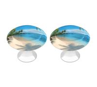 BTCOWZRV Hawaiian Beach with Palm Trees 2 Pack Cabinet Knobs Drawer Pulls