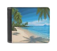 BTCOWZRV Hawaiian Beach with Palm Trees Slim Wallets for Men Bifold Wallet