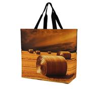 BTCOWZRV Hay Bales Tote Bag Grocery Shopping Bags Shoulder Bag