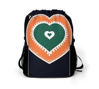 BTCOWZRV Heart on Black Background Drawstring Backpack, Sports Gym Bag with Bottom Pocket And Mesh Pockets, String Bag for Men Women