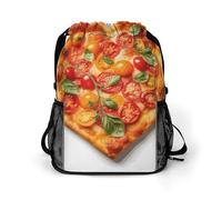 BTCOWZRV Heart Shaped Pizza Drawstring Backpack, Sports Gym Bag with Bottom Pocket And Mesh Pockets, String Bag for Men Women