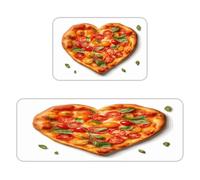 BTCOWZRV Heart Shaped Pizza Kitchen Mats Kitchen Rugs Standing Mat