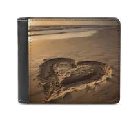 BTCOWZRV Hearts Drawn on The Beach Slim Wallets for Men Bifold Wallet