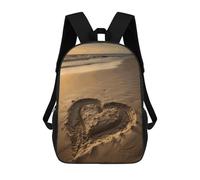 BTCOWZRV Hearts Drawn on The Beach Travel Backpack Laptop Backpack 17 Inch