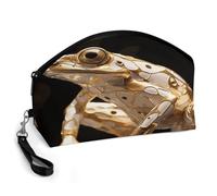 BTCOWZRV Heavy Industry Frog Curved Makeup Bag, Large Capacity PU Leather Cosmetic Bag, Portable Zipper Toiletry Bags for Women