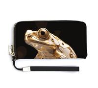 BTCOWZRV Heavy Industry Frog PU Leather Clutch Wallet for Women, Large Capacity Wristlet Wallet with Zip & Removable Hand Strap