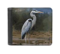 BTCOWZRV Heron Slim Wallets for Men Bifold Wallet | PU Leather Wallet Travel Wallets with Cash Compartment Portable Pocket Wallet for Husband Dad Boyfriend