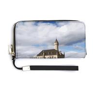 BTCOWZRV Historical Monuments of Armenia PU Leather Clutch Wallet for Women, Large Capacity Wristlet Wallet with Zip & Removable Hand Strap