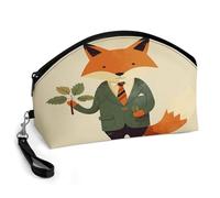 BTCOWZRV Holding A Leaf Curved Makeup Bag, Large Capacity PU Leather Cosmetic Bag, Portable Zipper Toiletry Bags for Women