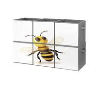 BTCOWZRV Honey Bee Storage Cubes, 6 Pack Oxford Fabric Foldable Collapsible Bins with Handles, Cubby Storage Baskets Boxes for Closet Shelves Office Organization
