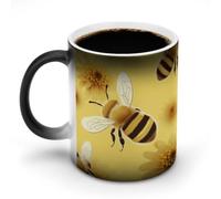 BTCOWZRV Honey Bee2 Color Changing 11.83 Oz Ceramic Coffee Mug, Heat Sensitive Mug with Handle, Tea Cup for Home Office Party