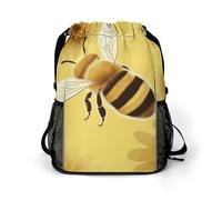 BTCOWZRV Honey Bee2 Drawstring Backpack, Sports Gym Bag with Bottom Pocket And Mesh Pockets, String Bag for Men Women