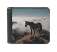 BTCOWZRV Horse on A Misty Mountaintop Slim Wallets for Men Bifold Wallet