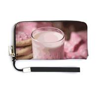 BTCOWZRV Hot Milk And Biscuits PU Leather Clutch Wallet for Women, Large Capacity Wristlet Wallet with Zip & Removable Hand Strap