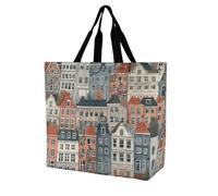 BTCOWZRV House Pattern Tote Bag Grocery Shopping Bags Shoulder Bag