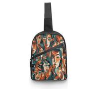 BTCOWZRV Human Face Pattern Foldable Sling Bag for Men & Women, Chest Bag Daypack Fanny Pack Crossbody for Travel Work Sport