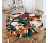 BTCOWZRV Human Face Pattern Polyester Round Tablecloth 59.84 Inch, Decorative Washable Table Cover, Table Cloth for Restaurant Picnic Indoor and Outdoor Dining