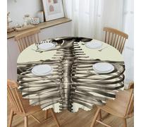 BTCOWZRV Human Skeleton Polyester Round Tablecloth 59.84 Inch, Decorative Washable Table Cover, Table Cloth for Restaurant Picnic Indoor and Outdoor Dining