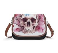 BTCOWZRV Human Skull Pink Flowers Shoulder Bag for Women, Handbag with Adjustable Strap & Inner Pocket, Crossbody Bag for Daily Commute Travel
