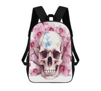 BTCOWZRV Human Skull Pink Flowers Travel Backpack Laptop Backpack 17 Inch